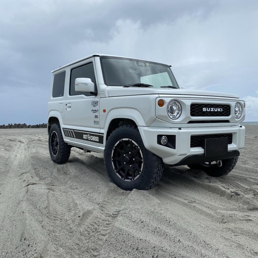 T.garage様オーダーノラズフレームリムジン用バッグブラック8号帆布生地 G62Sサイドモールブラックメッキタイプ ジムニーJB64W・ジムニー